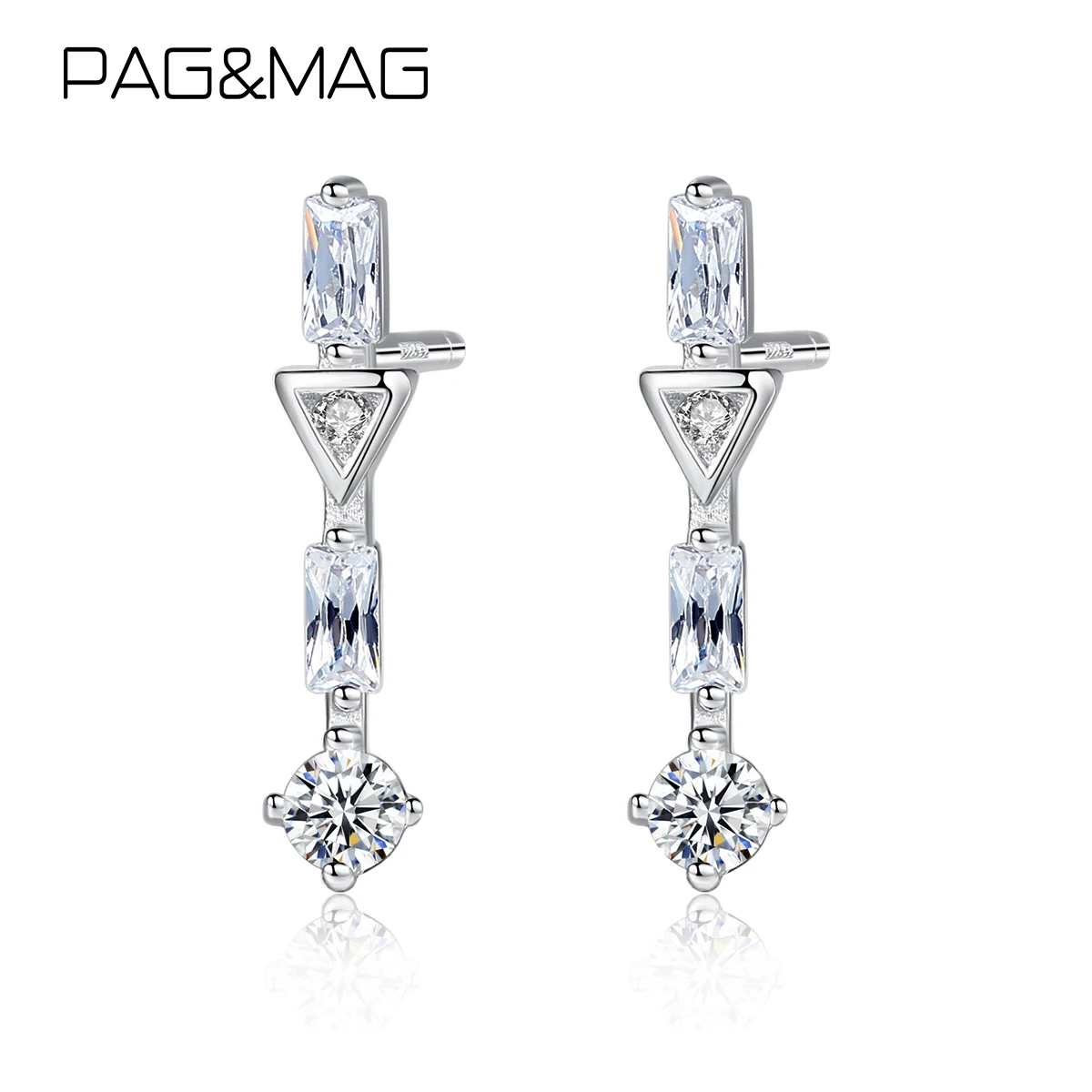 Женские длинные серьги-гвоздики PAG & MAG из стерлингового серебра 925 пробы с