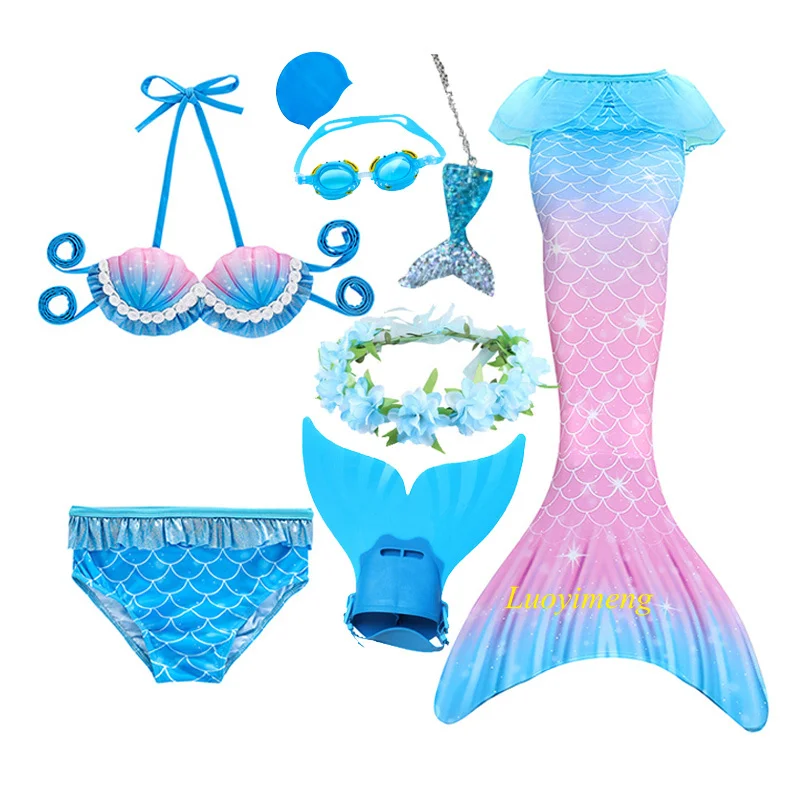 

Girls Mermaid Tails Swimming Dresses Cosplay Costume Beach Clothes Children Mermaid Swimsuit for Kids Swimmable Bikini Monofin
