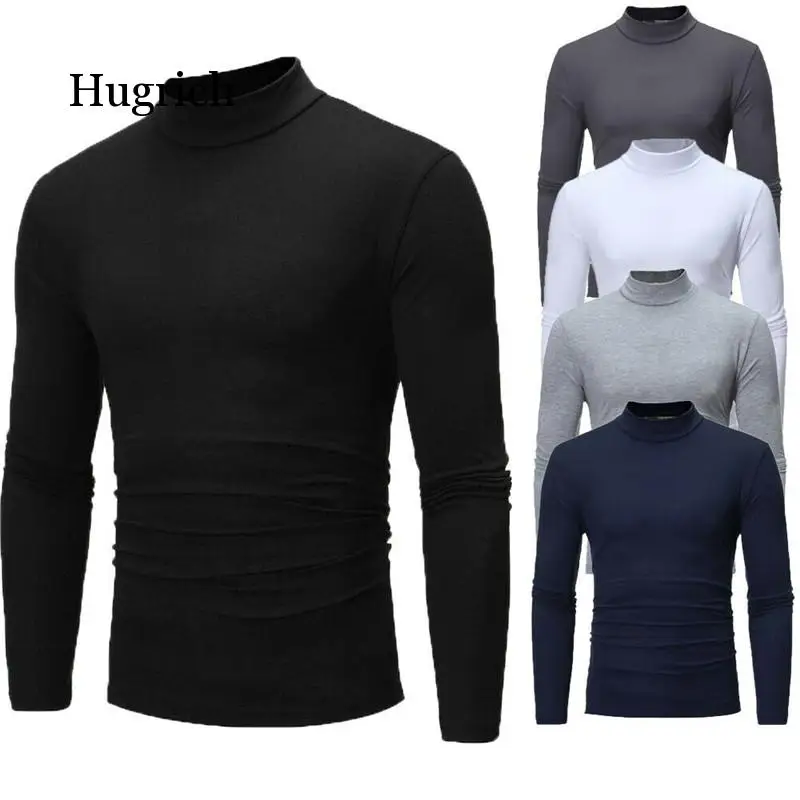 

New Gothic Men Turtelneck Sweater Pullover Long Sleeve Stretch Slim Basic Sweater Turtleneck Male Blouse Spring Clothes