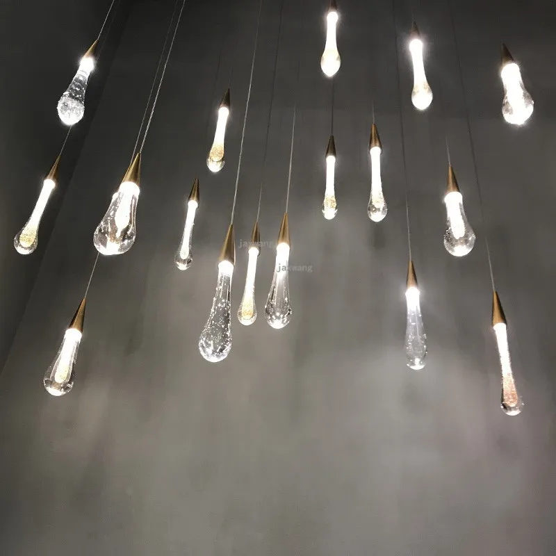 Nordic LED Crystal Pendant Lights Water Droplets Decor Light Fixtures Living Room Luster Lighting Suspension Luminaire | Лампы и
