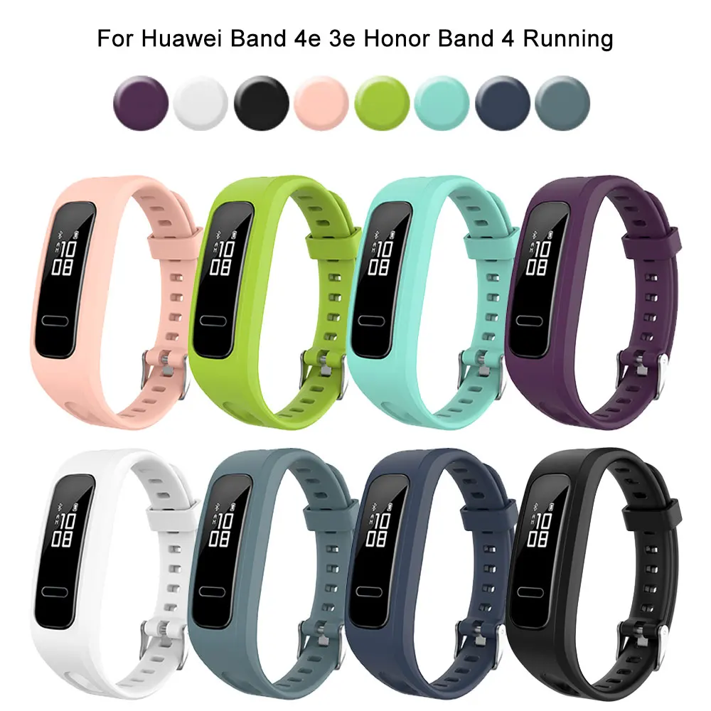 

Ремешок для часов Huawei Band 4e 3e Honor Band 4, мягкий силиконовый сменный Браслет для бега, спортивный браслет, аксессуары для часов