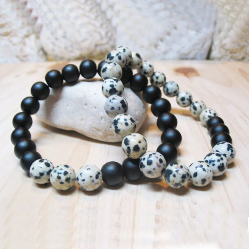 Браслет Длинные отношения набор из 2 браслетов далматинский J-asper и матовый черный