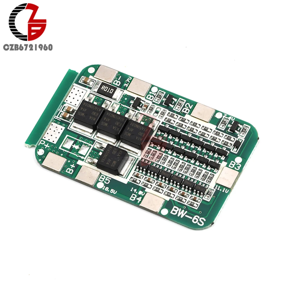 6S 15A BMS Защитная печатная плата для 6 упаковок литий-ионных батарей 18650 |