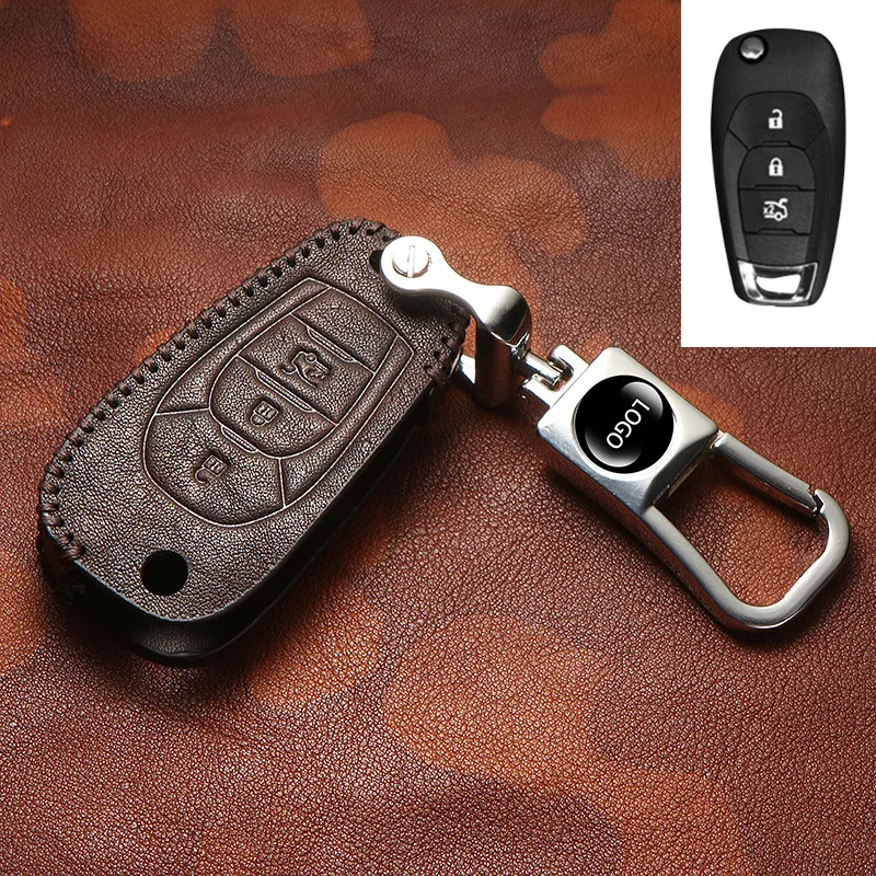 

New Leather Car Key Case Cover Protection Keychain for Chevrolet Malibu Equinox Cavalier Trax Key Purse Wallet Car Accessories