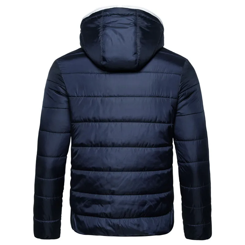 Autumn and Winter Outdoor Fashion Casual Men's Hooded Cotton-padded Jacket Solid Color Plus Size Coat