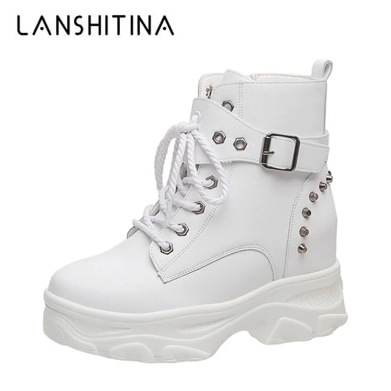 Повседневные женские ботильоны Сезон осень Высокие кроссовки на толстой подошве