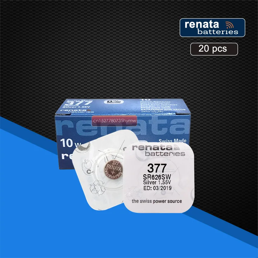 20 упаковок Renata 377 100% оригинальный новый Длительное Действие SR626SW SR626 V377 часы