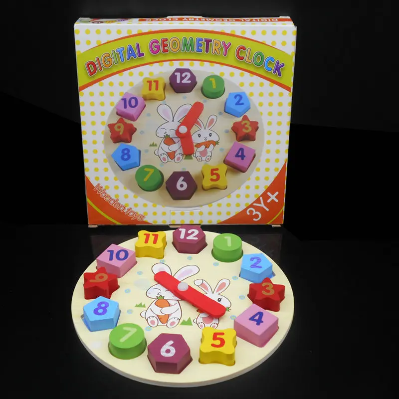 Детские развивающие детские часы кролика Деревянные блоки игрушки для детей