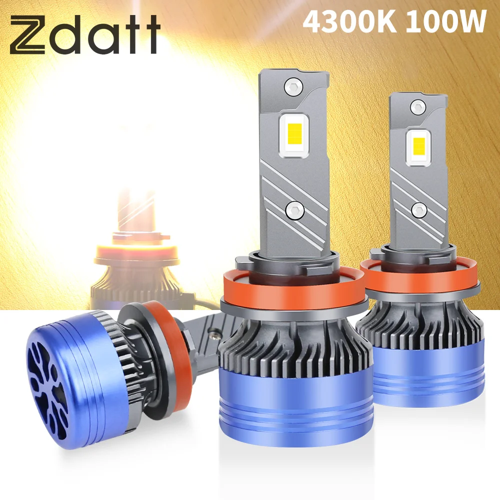 Zdatt 4300K H1 H7 светодиодный H4 HB3 HB4 H8 H11 светодиодсветильник фары 100 Вт Canbus 9005 лм