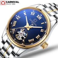 carnival brand fashion automatic military watches men luxury hollow mechanical wristwatch waterproof luminous relogio masculino