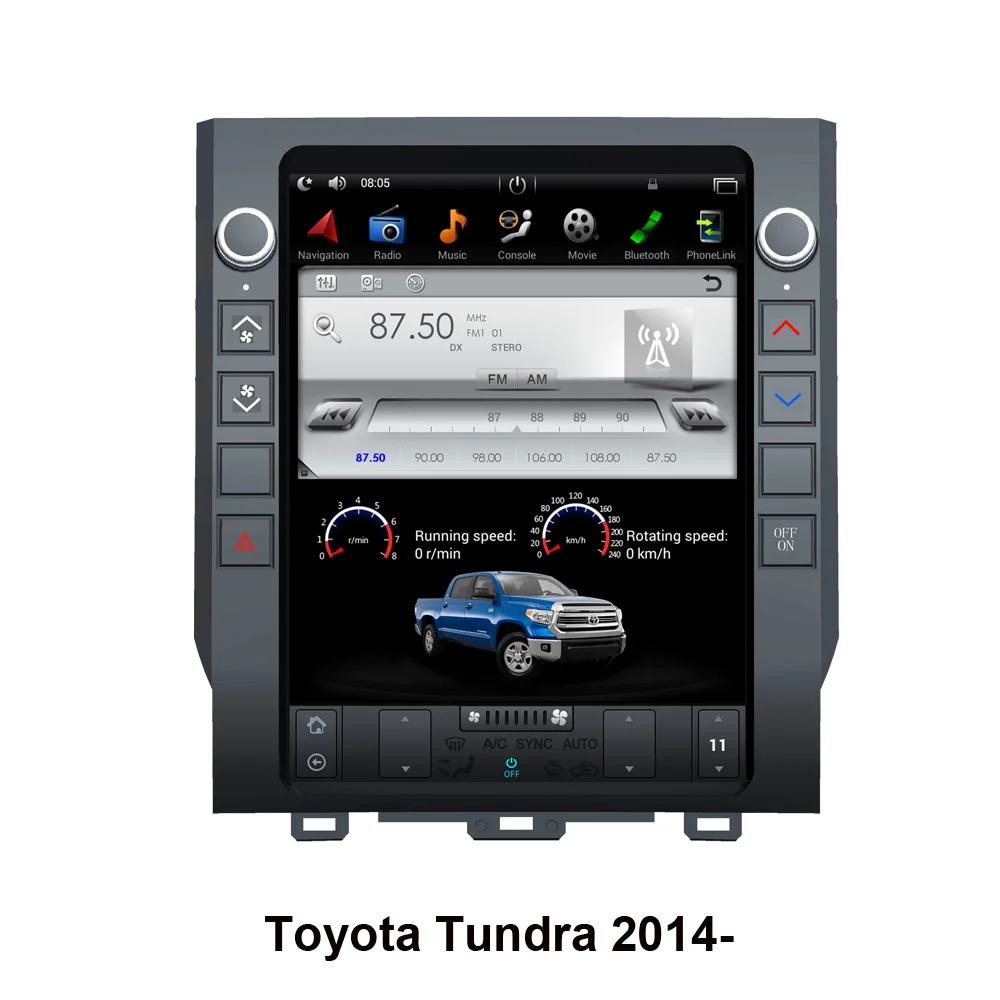 Автомобильный мультимедийный плеер с GPS-навигацией Android 9 0 в стиле Tesla для Toyota Tundra