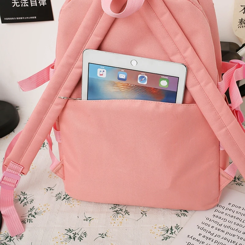 

4 Piece Set Teen Student Schoolbag High School backpack Bags for Teenage Girl Canvas Travel Backpack Women BookbagsFashion 2021
