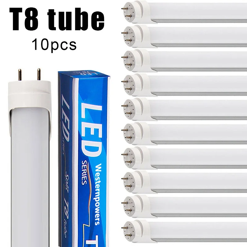 

10 Pcs 18W 48 inch 4ft LED Fluorescent Tube Light Bulb T8 High Brightness Lamp Fixture