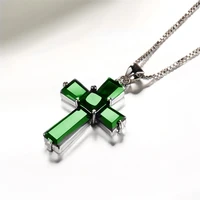 cross emerald pendants luxurious s925 streling silver color necklaces peridot de emerald turquoise bizuteria for men women