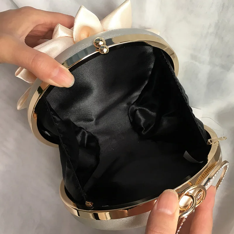 Женские атласные вечерние сумки чистого цвета свадебные с кристаллами и