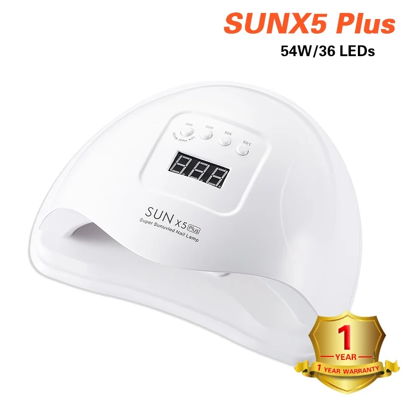White 54 Вт SUNX5 Plus УФ-лампа для ногтей, полировка всех гелевых ногтей, 36 светодиодов, светильник от солнца, быстрая сушка, УФ-Гель-лак, Daul Ice Lamp Manucure - Цвет: White