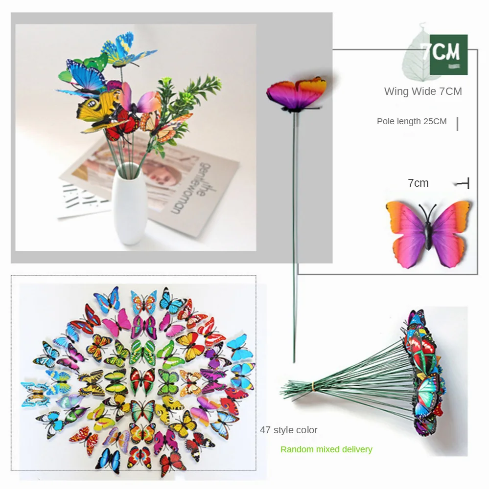 

10pcs Butterflies Garden Yard Planter Colorful Whimsical Butterfly Stakes Decoracion Outdoor Decor Flower Pots Decoration