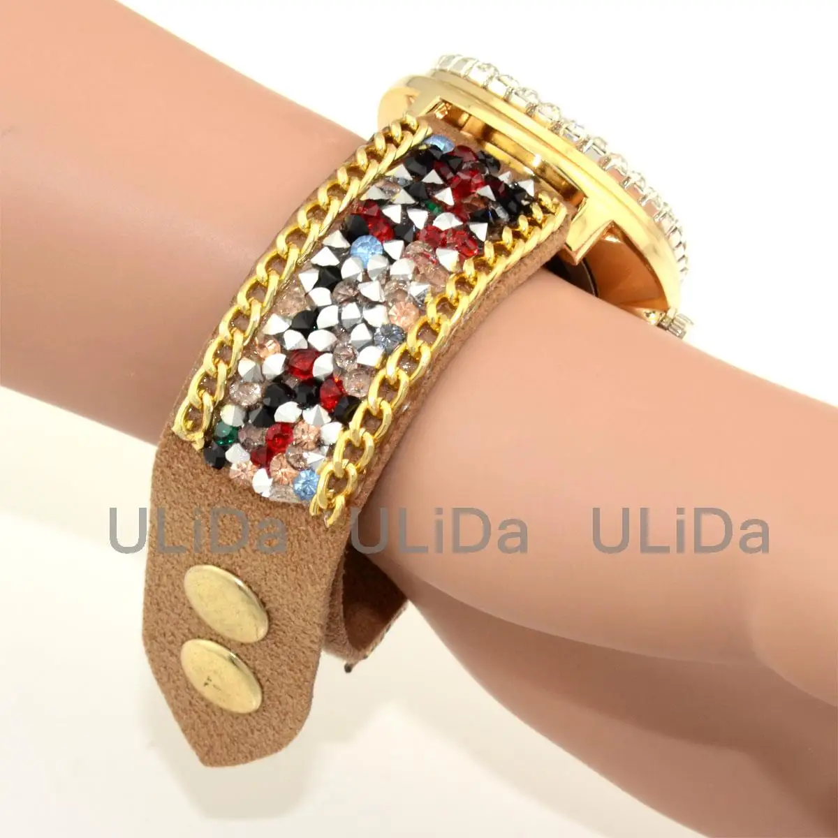 Женские наручные часы-браслет с кристаллами и циферблатом