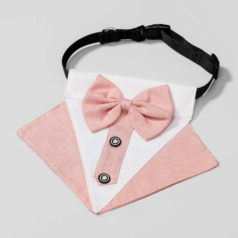 

2 Pcs Cute Fashion Bow Tie Suit Style Dog Collar Adjustable Necklace Chain Cool Cosplay Decoration Pet Decor Supplies