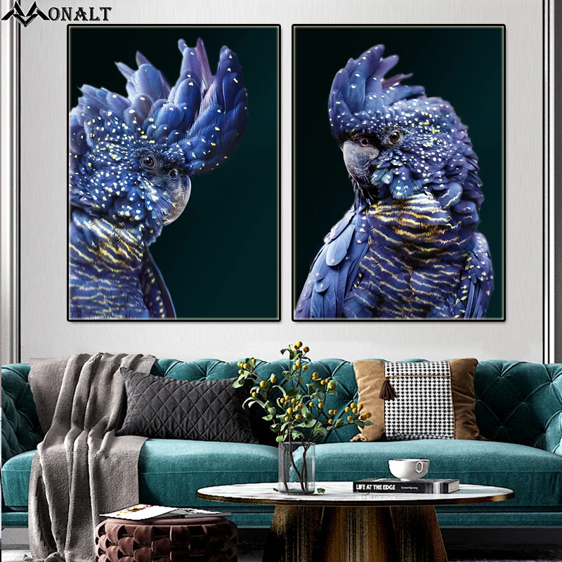 Холст Картина синий попугай Гостиная постер животного фотография картина