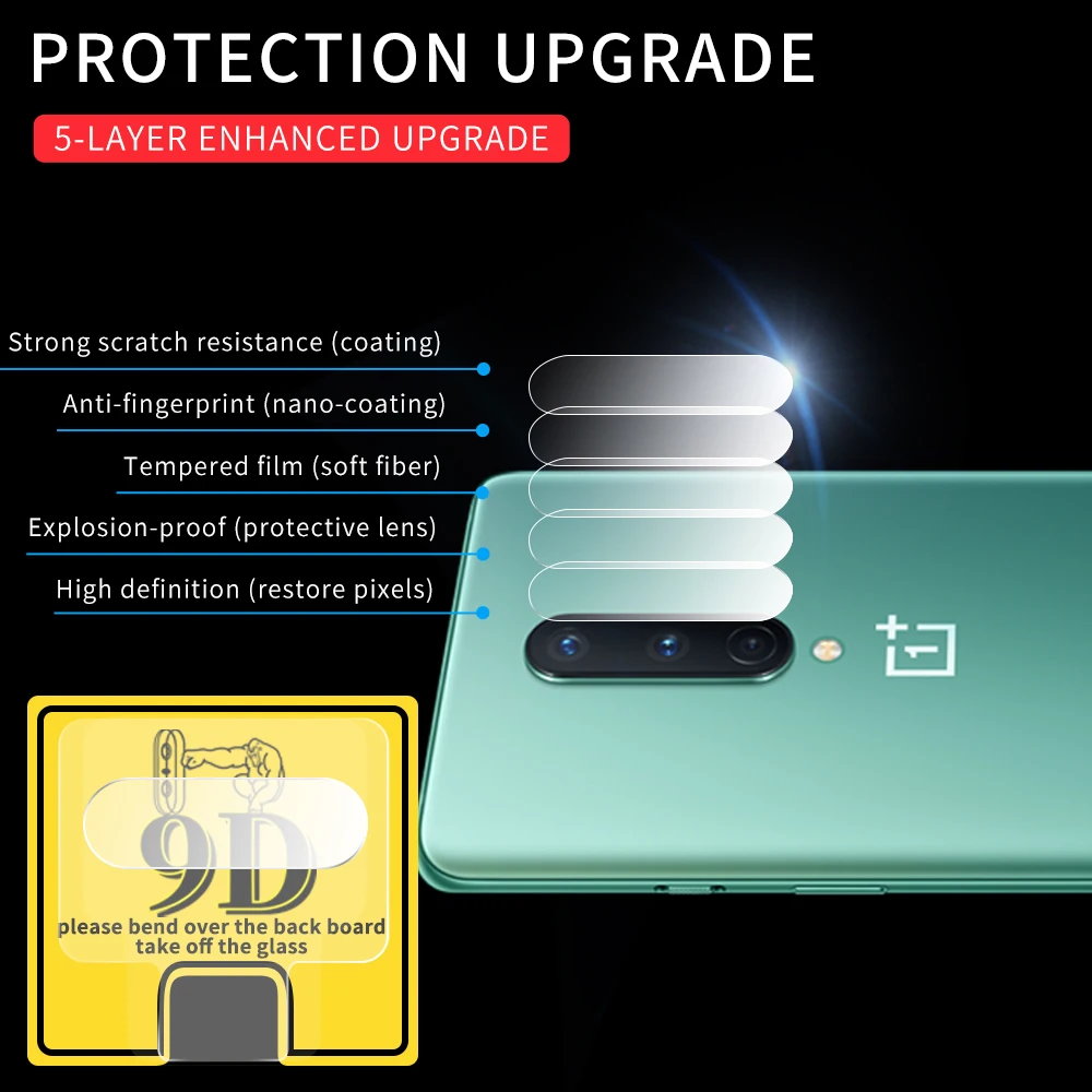 Для Oneplus 7T 8 Pro 5G Защитная пленка для объектива 9D прозрачная устойчивая к царапинам