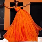 Модная оранжевая юбка из тюля для женщин, длинная Пышная юбка в пол, для выпускного вечера, для девушек Вечерние вечернее платье на заказ