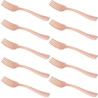 4inch rose gold disposable mini forks fruit dessert pudding forks plastic silverware perfect for catering events weddingsparty