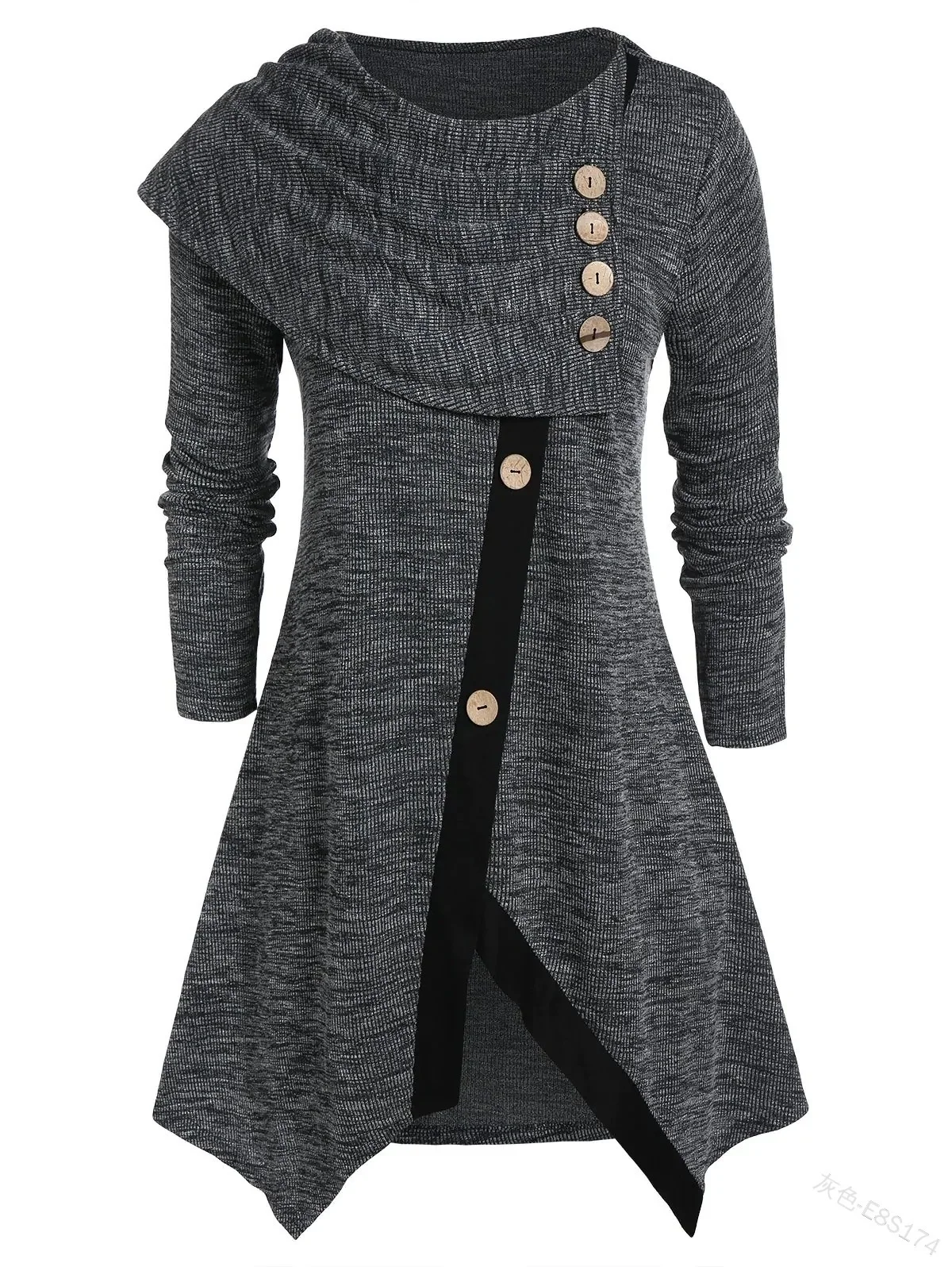 

Женское трикотажное платье контрастной расцветки, E8s174, зима 2021