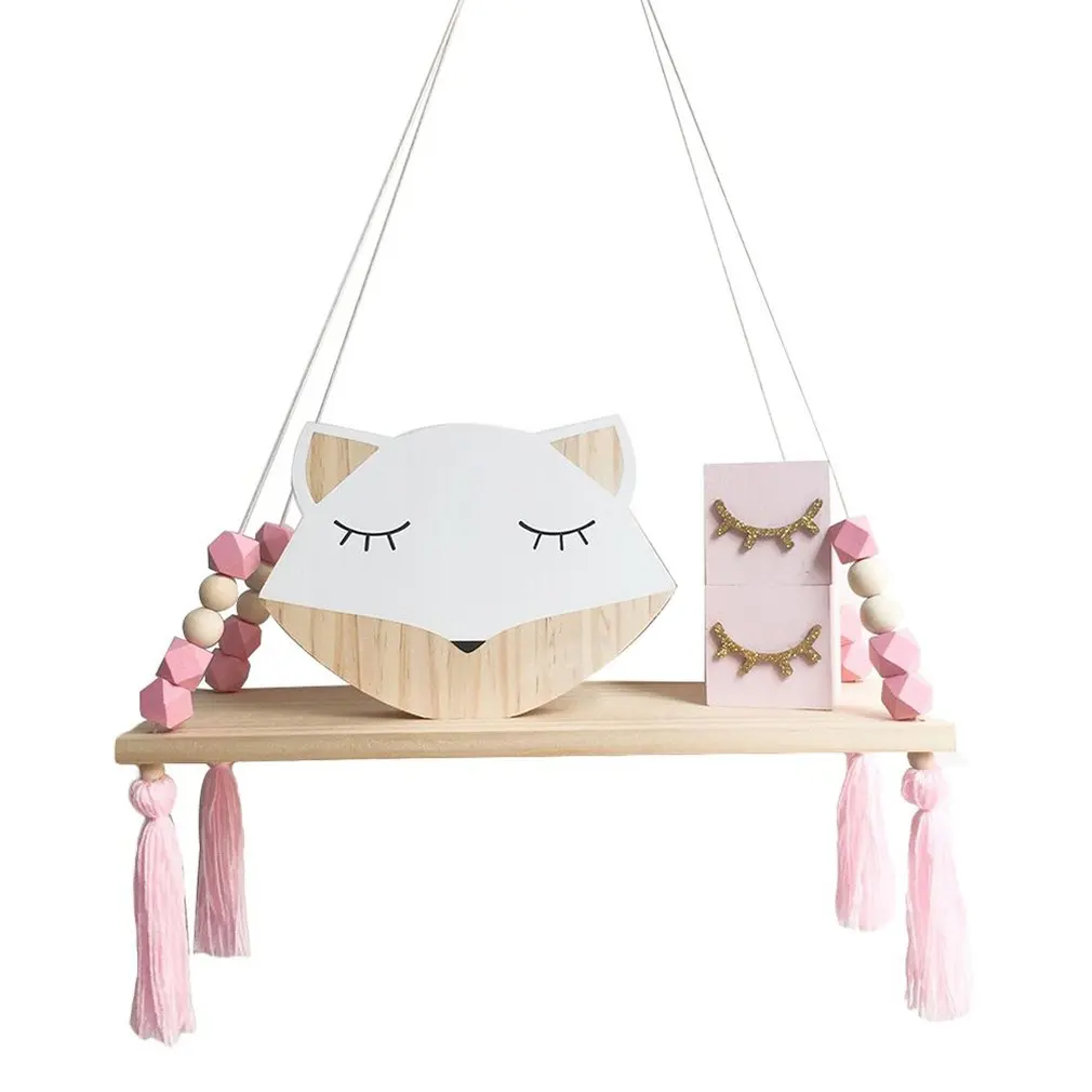 

Деревянный стеллаж для хранения с бусинами и кисточками в скандинавском стиле, настенная веревка, подвесная полка, деревянные подвесные ве...