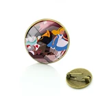 Модная Изысканная брошь с изображением диснеевских анимаций, булавка Алиса в стране чудес, круглые стеклянные Модные Винтажные бутиковые ювелирные изделия для мужчин и женщин