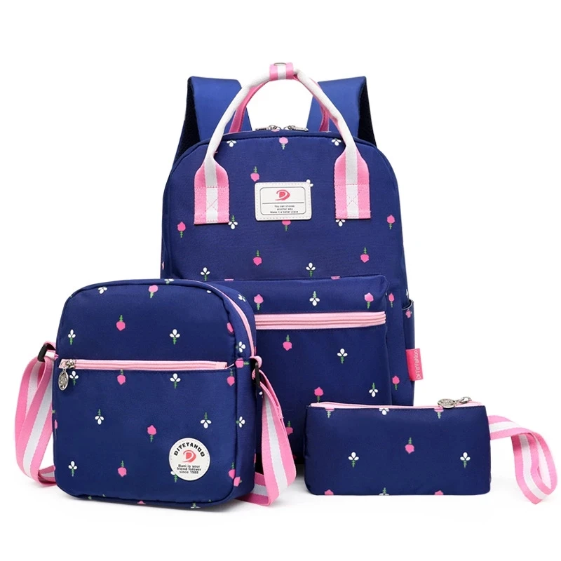 Школьные ранцы с цветочным принтом, холщовые рюкзаки, шт./компл., Детский милый школьный ранец для девочек, сумка для книг