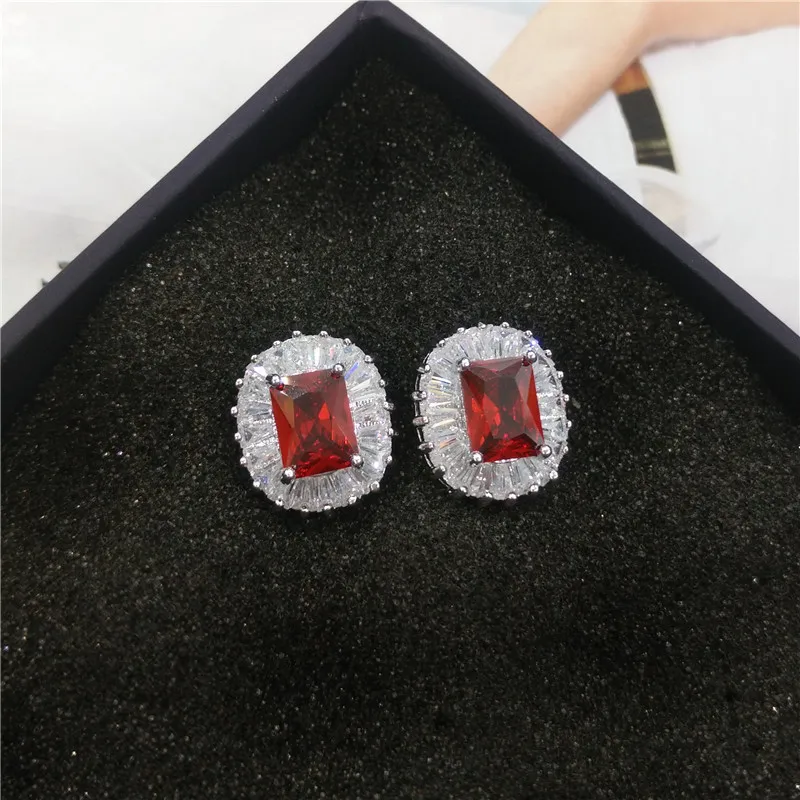 2017 office Caeeer Princess Cut Yellow pink Zircon Earring Stud with AAA Grade Micro Paved CZ Luxury for Women | Украшения и