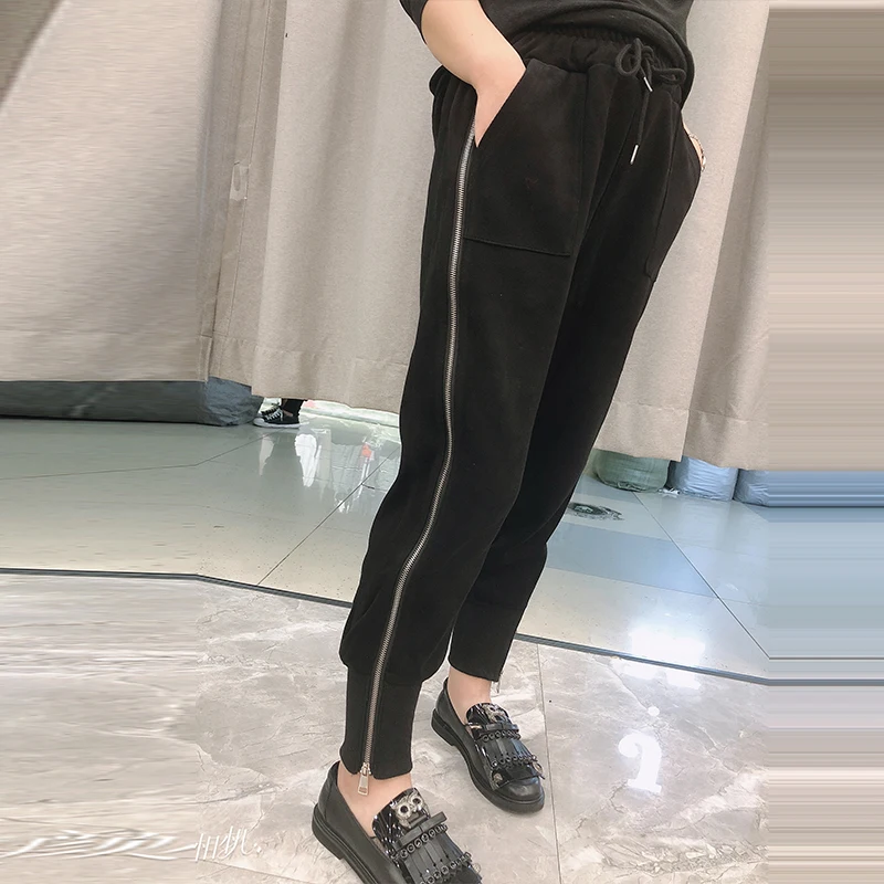 

HWLZLTZHT Plus Size Harem Women Pants Zipper Elastic Waist Pants Cotton Jogging Pants High Wasit Sweatpants Baggy Pencil Pants