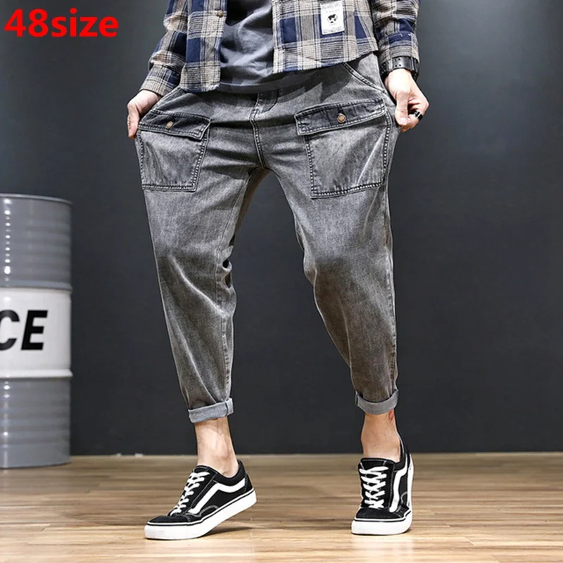

Men's Harem Pants Summer Thin Section Retro Elastic Trend Ankle-Length Pants Men's Tide Loose Large Size 48