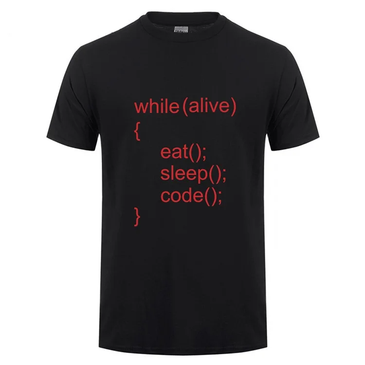 While Alive Eat Sleep Code T Shirts Men 2018 Summer Style Man Short Sleeve Cotton Java Programmer Fitness T-shirts Tops Camiseta |