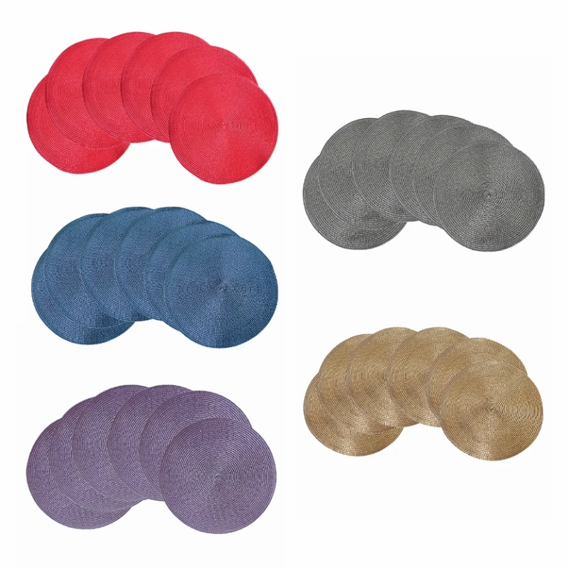 

ZL 6PCS Round Thickened Heat Resistant Woven Drink Coasters Non-slip Pot Holder Dining Table Placemat Home Kitchen Accessories