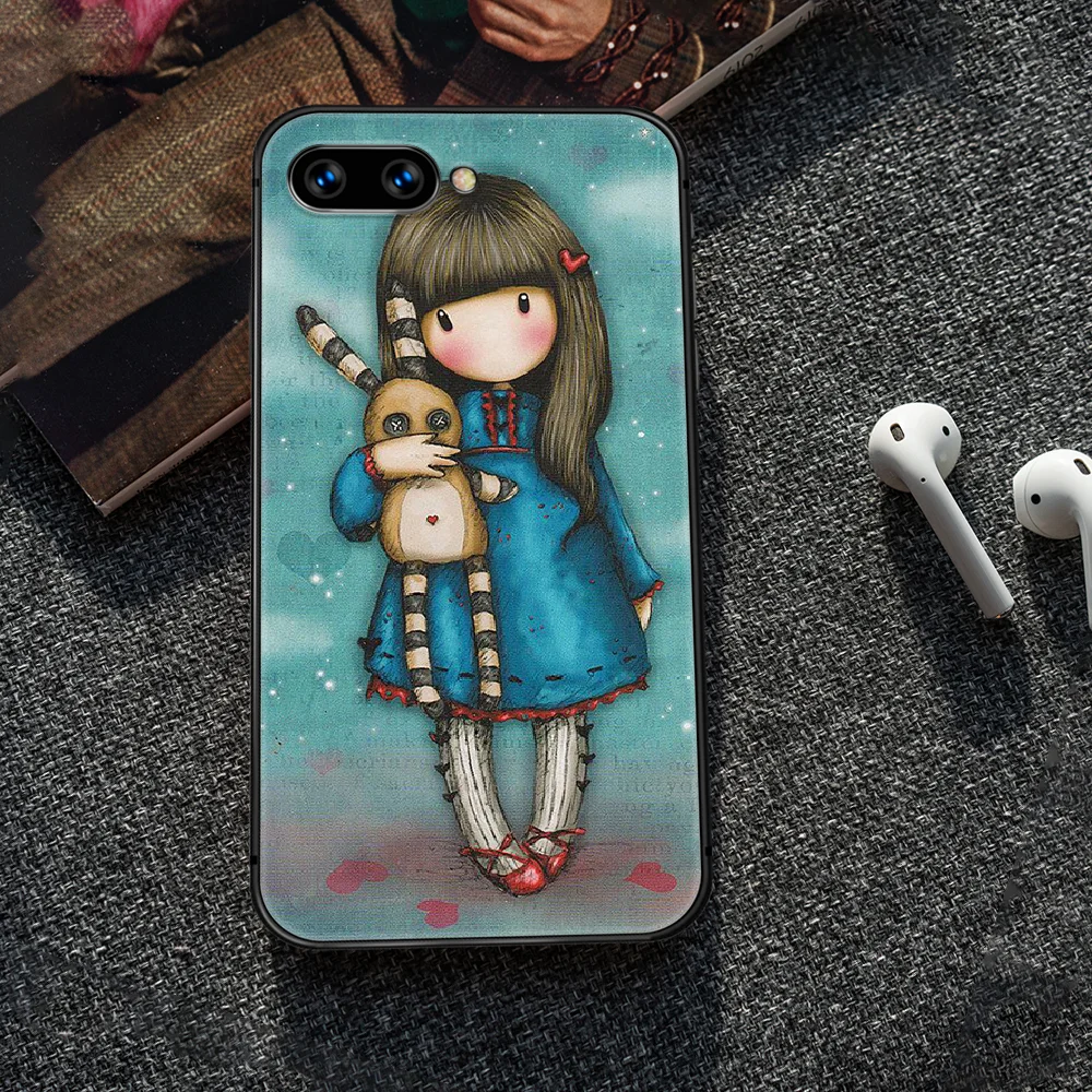 

Santoro Gorjuss Cartoon cute girl Phone Case Cover Hull For HUAWEI honor 7a 8 8s 8a 8x 9 9x 10 20 i Lite Pro black Etui Silicone
