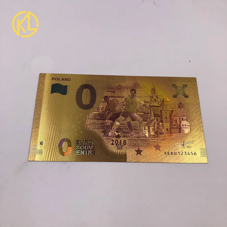 1 шт. Келин цветной 24 к позолоченные Польша декоративная банкнота 100PLN для игры и коллекция - Цвет: 0Eurox1