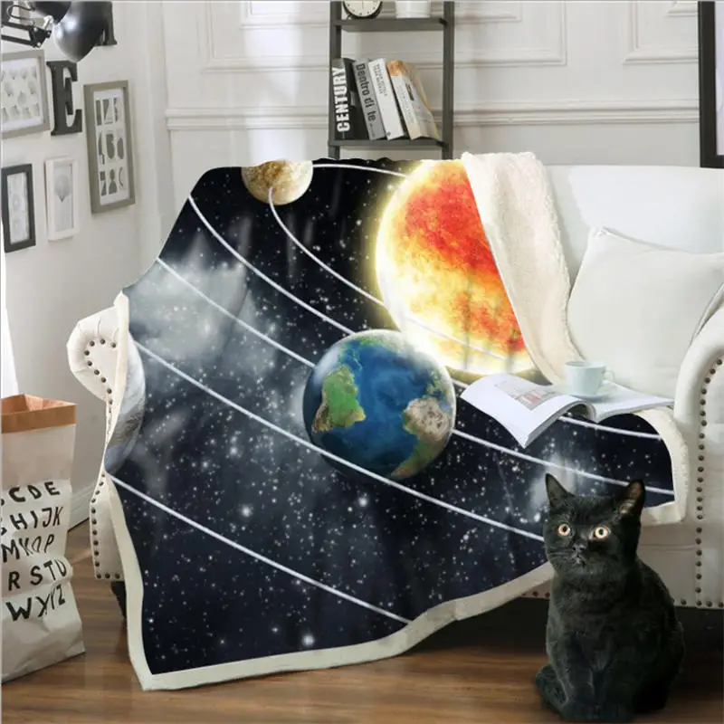 Массивное трикотажное одеяло 3D цвет планета напечатаны хлопок бархат диван