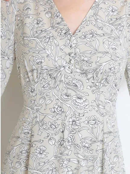

V Neck Floral Print High Waist Women Dress Elegant French Style Fresh Vestidos Chic Button Slim Fit Dresses with Camis
