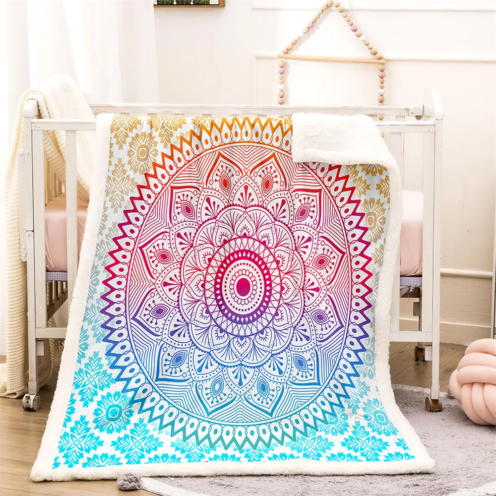 

Bohemian Throw Blankets for beds winter Sherpa Fleece Blanket Lamb wool flannel double blanket Warm blankets for all seasons