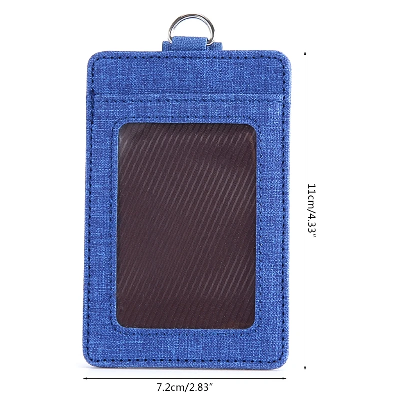 

Portable ID Badge Credit Card Holder Leather Pocket Case Business Wallet Lanyard
