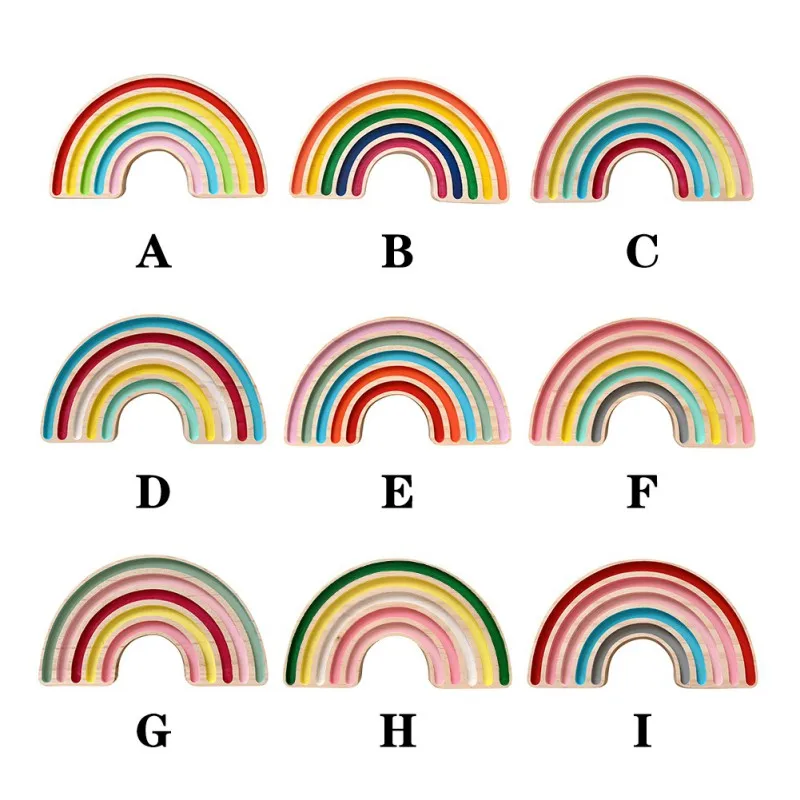 

Wooden Rainbow Ornaments DIY Kid Bedroom Crafts Toy Building Blocks For Nursery Kids Room Decor Home Desktop Decorative Boards