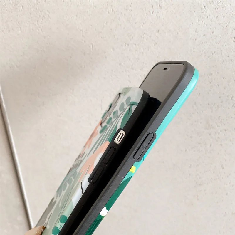 

For iPhone 12 11 Pro Max Vintage Flowers Leaves Phone Case For iPhone X XR XS Max 7 8 Plus Mini Soft Silicone Back Cover