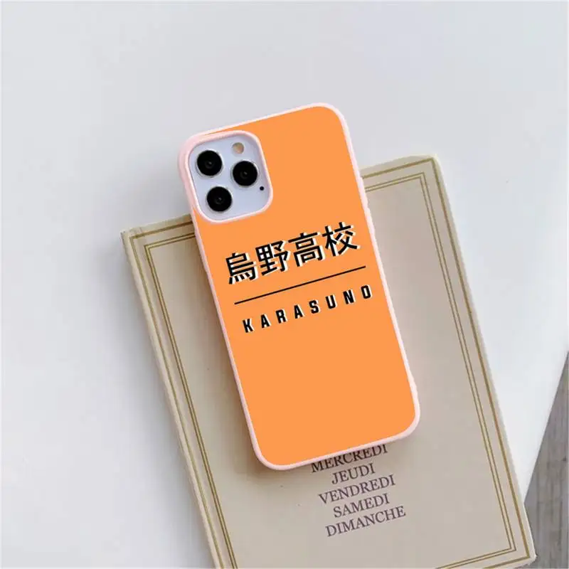 

HAIKYUU!! School badge style Phone Case Candy Color for iPhone 6 6S 7 8 11 12 XS X SE 2020 XR mini pro Plus MAX funda