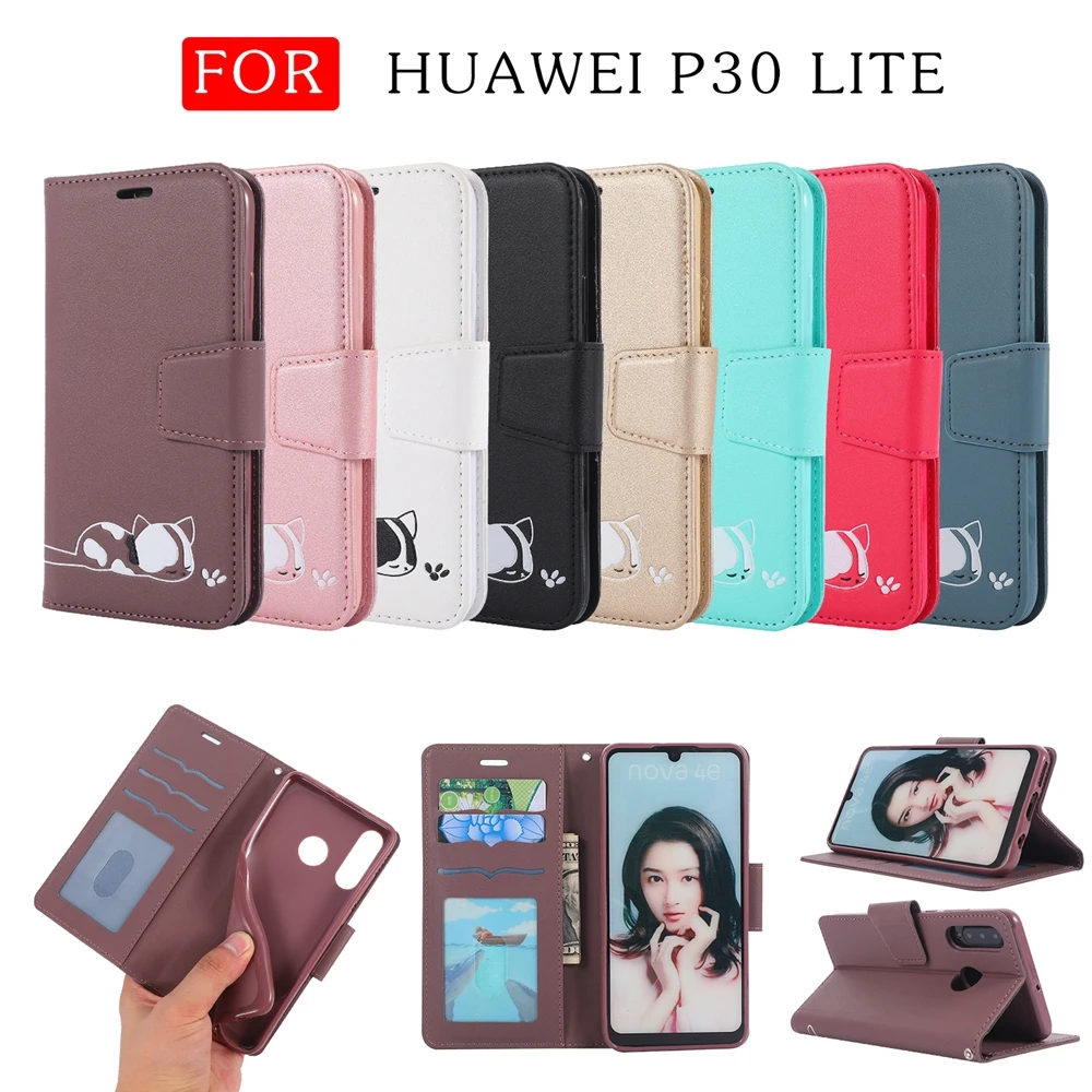 Чехол для huawei P30 Pro чехол Funda P20 Lite кожаный роскошный тисненый бумажник с кошкой