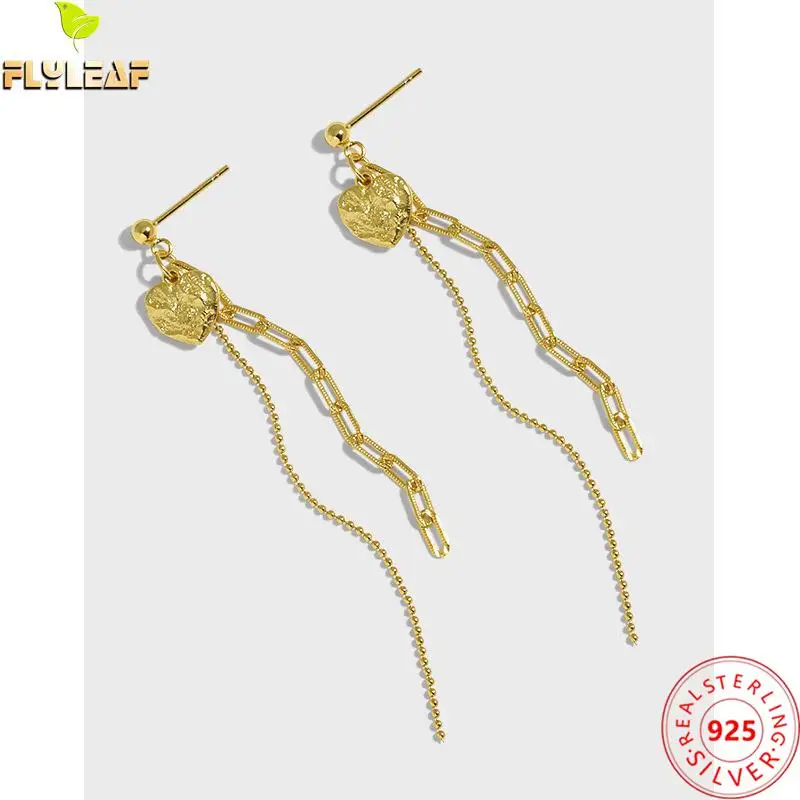 Женские серьги-кисточки из серебра 925 пробы с золотым покрытием | Украшения и