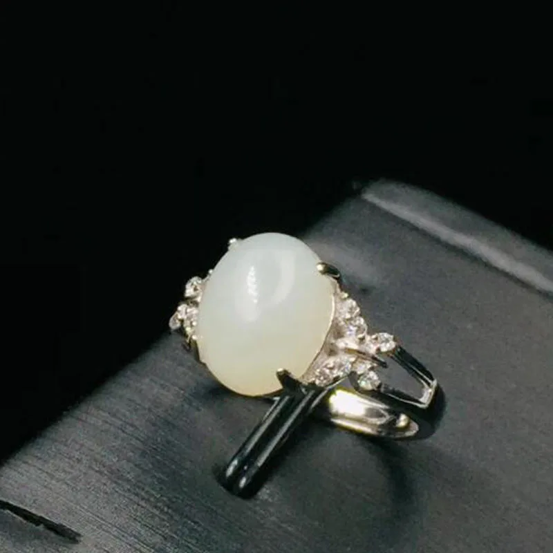 Мода 925 серебро натуральный Хотан нефрит инкрустированные Бабочка циркон для