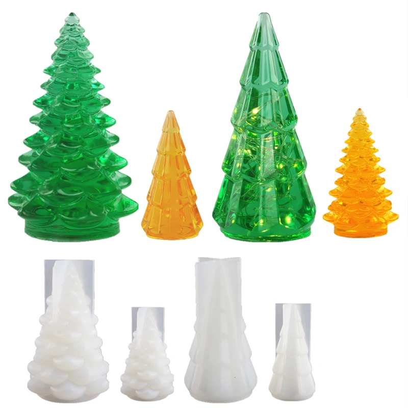 

DIY Christmas Tree Night Light Ornaments Mold Epoxy Resin Molds for Jewelry Transparent Silicone Mould Home Decorative Craft
