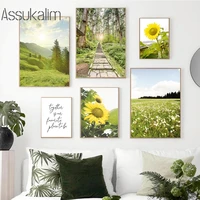 sunflower wall painting grassland poster forest landscape canvas art print nordic posters and prints living room decoration